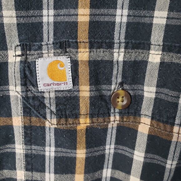 Carhartt Flannel Shirt Mens L Plaid Relaxed Fit Workwear American Workwear 46x31 - Picture 4 of 11